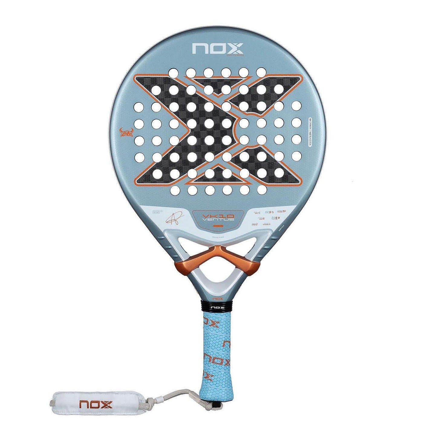 VK10 Ventus 12K Control padel racket with 12K carbon, MLD Black EVA core, Dual Spin surface and a round shape, designed for professional players.