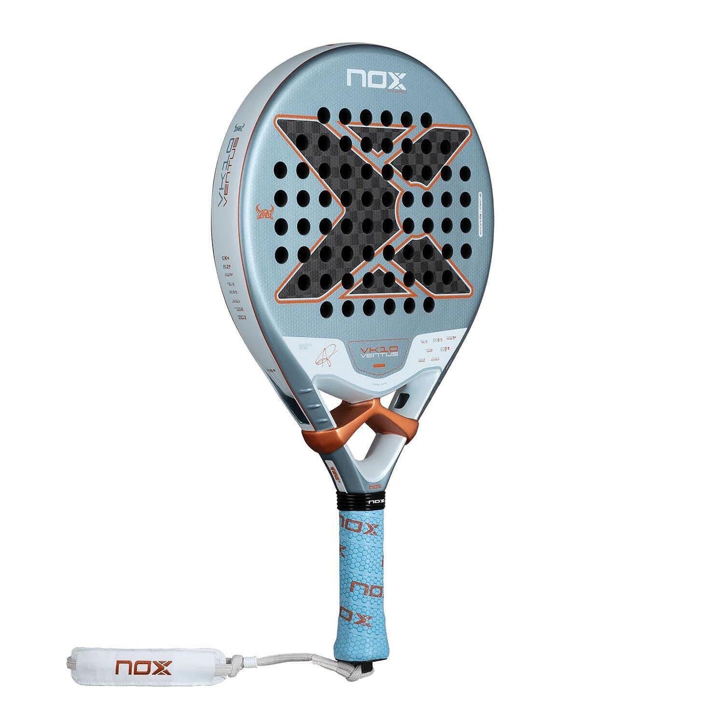 VK10 Ventus 12K Control padel racket with 12K carbon, MLD Black EVA core, Dual Spin surface and a round shape, designed for professional players.