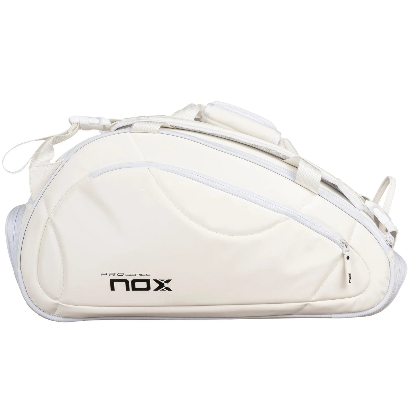 Падел сак NOX Pro Series White – стилен спортен сак в бял цвят с термоотделение, отделение за обувки и място за до 3 падел ракети.