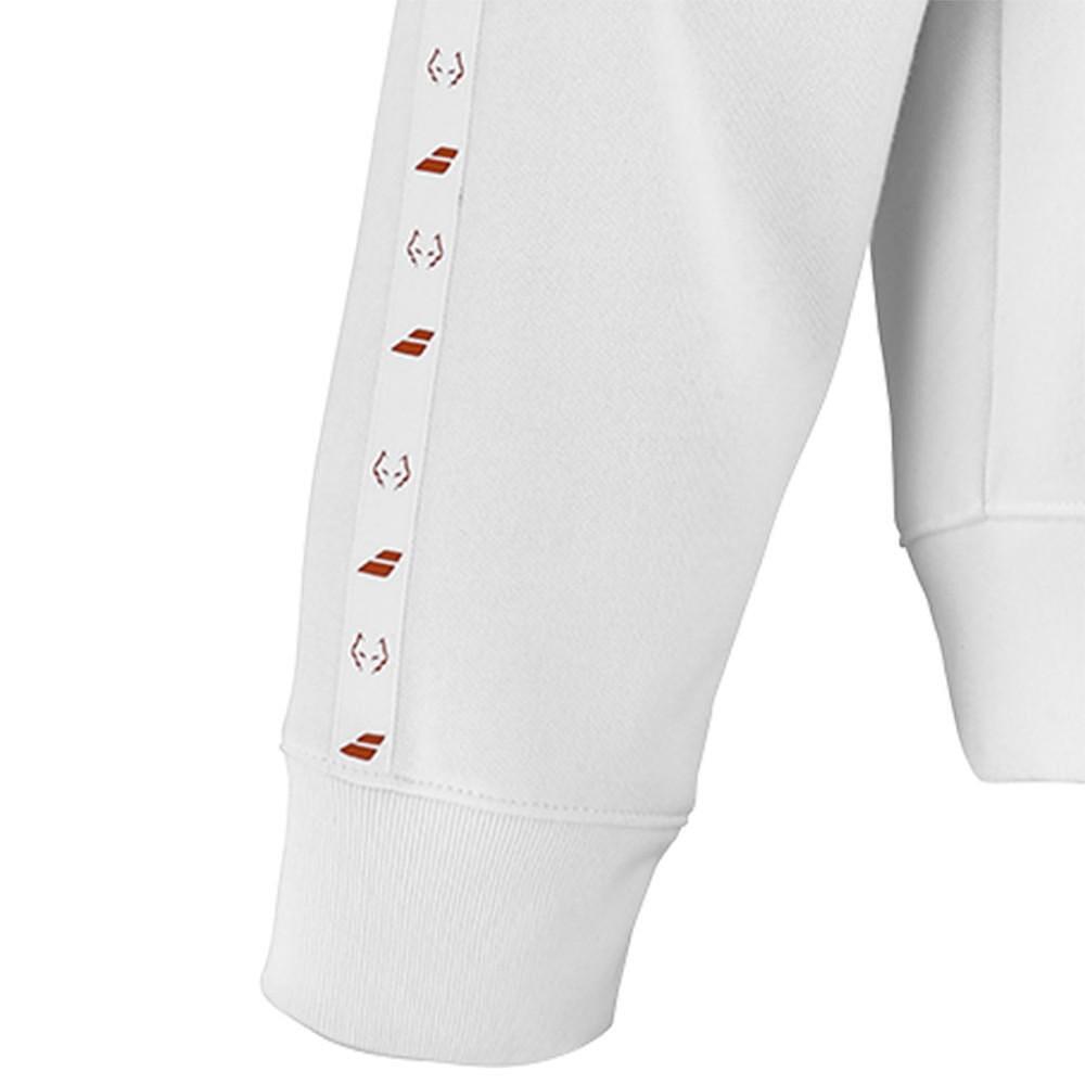 ПАДЕЛ СУЕТШЪРТ BABOLAT HOOD SWEAT J LEBRON WHITE – бял суитшърт с качулка за падел, комфорт и стил