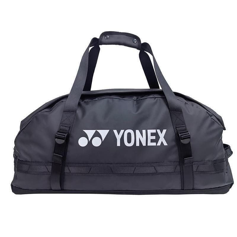 Yonex DUFFLE BAG, black tennis bag with a spacious compartment for gear, shoes, and accessories.