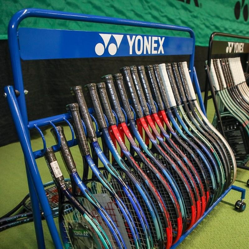 Yonex AC311 Deep Blue racket stand (up to 18 rackets) for neatly storing tennis rackets in clubs and halls