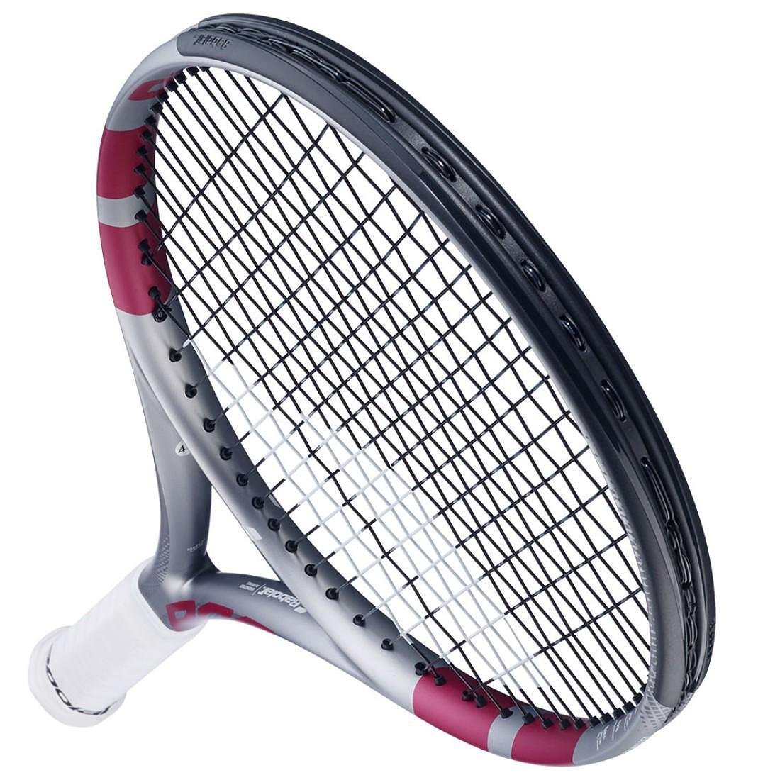 Babolat Boost Aero Pink tennis racket, a lightweight pre-strung racket for beginners and recreational players