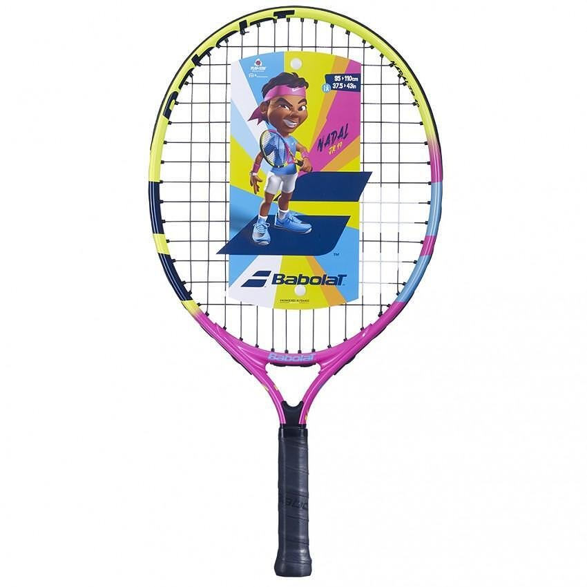 Babolat Nadal Junior 19 tennis racket for children 4-5 years old with cover, in Rafael Nadal colors