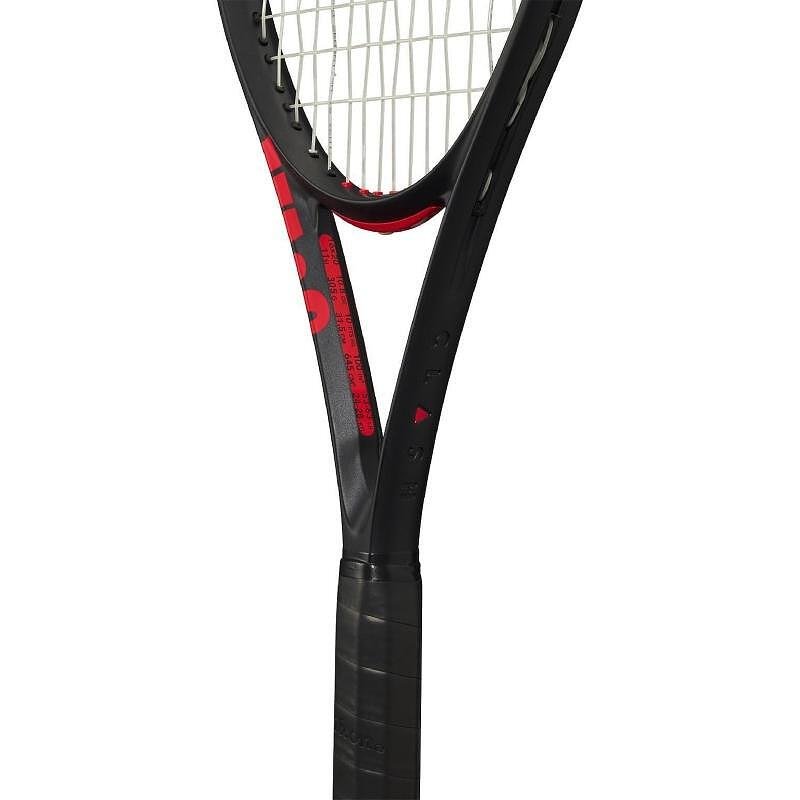 Wilson Clash 100 Pro V3 tennis racket with a black and red design, high stability and comfort for advanced players