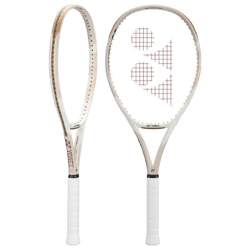 Yonex VCORE 100 Sand Beige tennis racket - a stylish and powerful racket for control and aggressive play