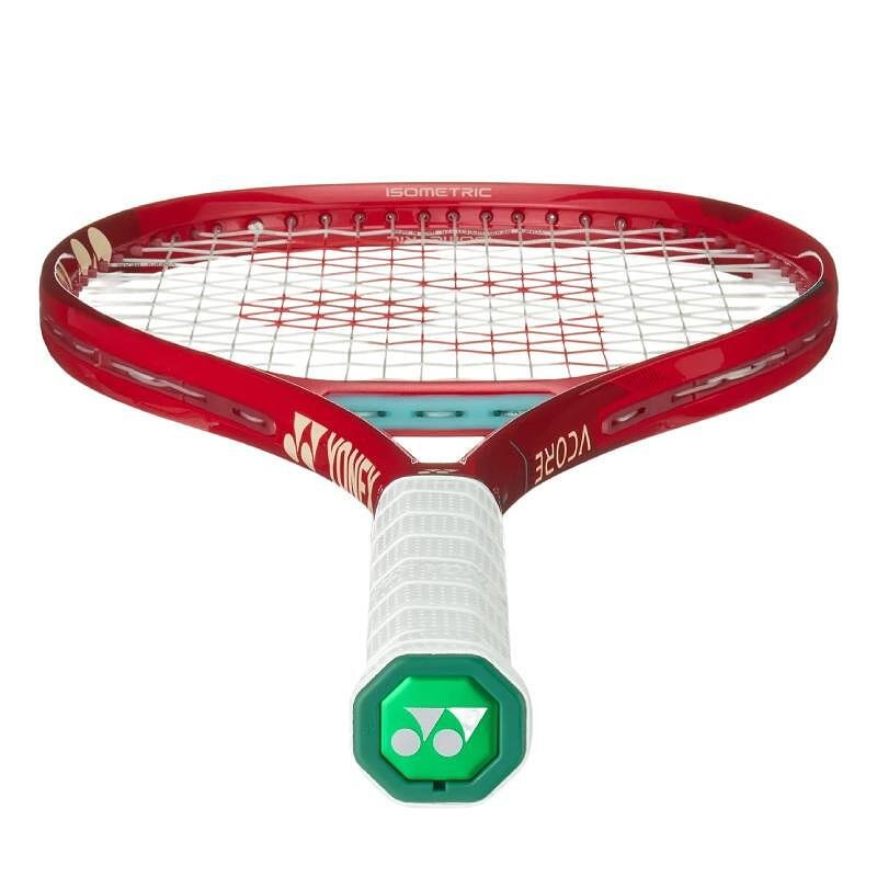 Yonex VCORE 100L Ruby Red tennis racket – lightweight and maneuverable for powerful spin and control, ideal for all-around players.