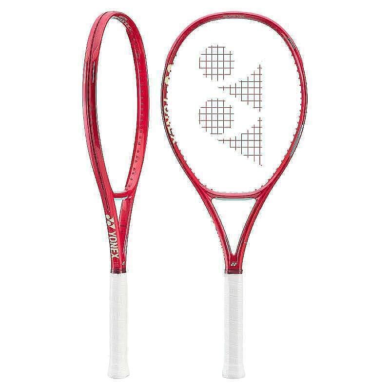 Yonex VCORE 95 Ruby Red tennis racket for advanced players with maximum control, stability, and aggressive spin.