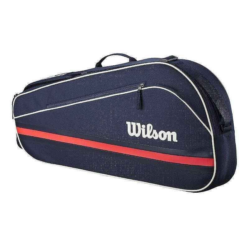 Тенис сак Wilson TEAM 2025 Navy - 3 ракети – компактен тенис сак Wilson за 3 ракети и екипировка