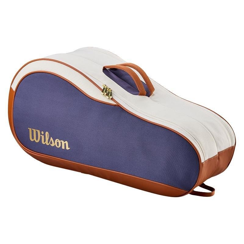Тенис сак Wilson HERITAGE V2 за 6 ракети в ретро стил, кремаво, кафяво и тъмносиньо