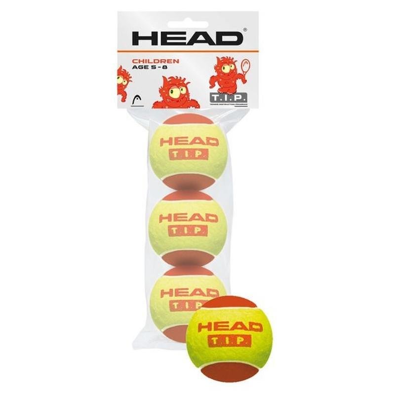 Тенис топки HEAD T.I.P RED x 3 в кутия за деца 5-8 години, 75% по-бавни, без налягане