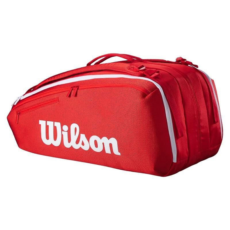 Wilson Super Tour 2025 thermal bag - 9 racquets, red Wilson tennis bag with thermal compartment and backpack