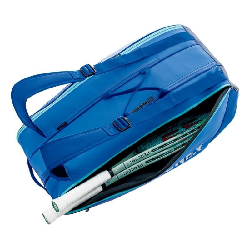 YONEX TEAM Blast Blue Thermal Bag - 9 racquets, blue tennis bag with separate shoe pocket and YKK zippers
