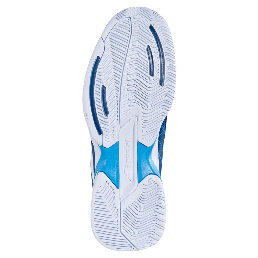Детски маратонки Babolat Pulsion AC JR Estate Blue/White подметка с отлична сцепление и стабилност за тенис.