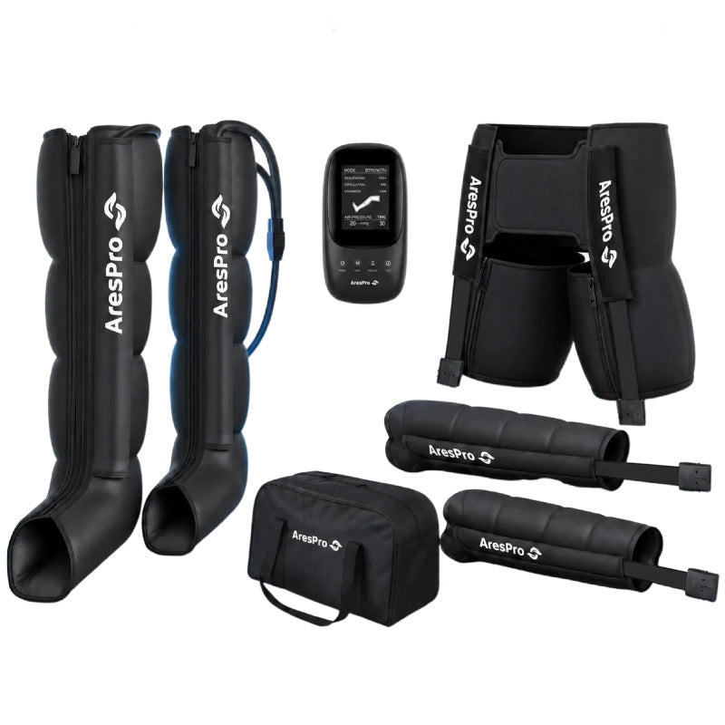 AresPro Lymphatic Drainage Massager for Legs, Arms, and Shorts – Complete Premium Pressotherapy Set