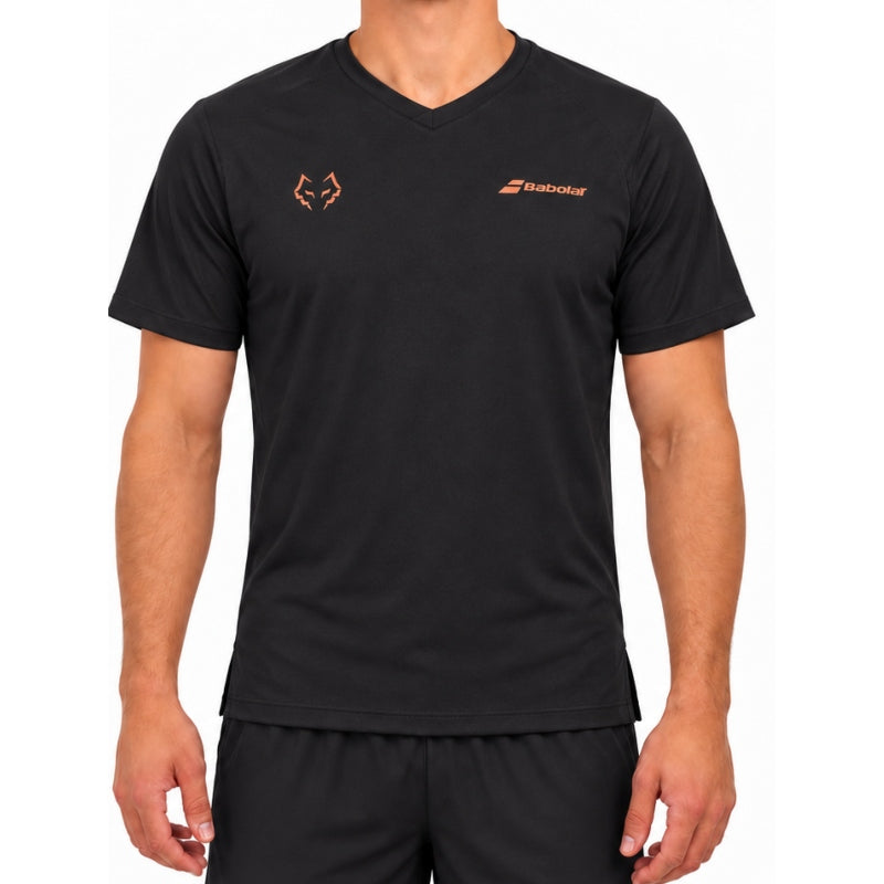Tricou pentru bărbați Babolat cu guler rotund J Lebron negru