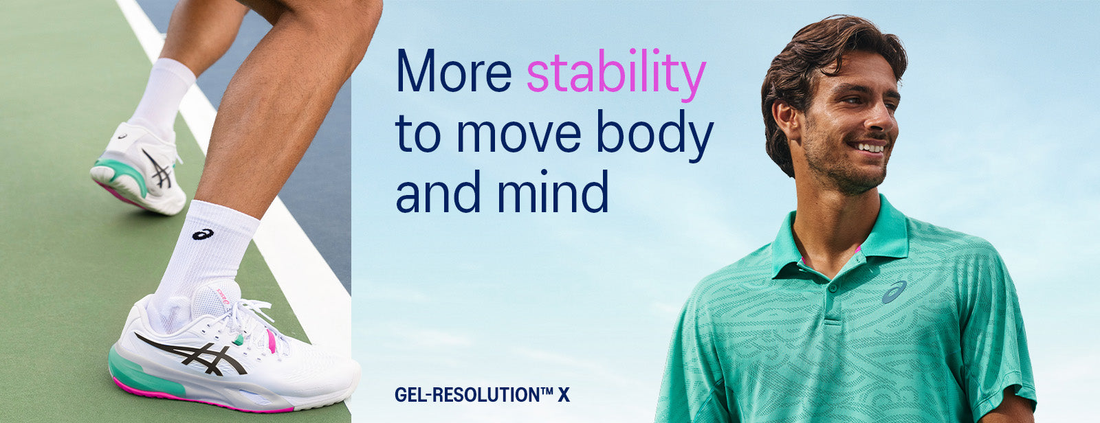 ASICS GEL-Resolution X банер за стабилност на тенис корт