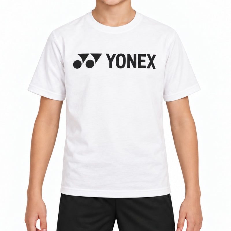 Tricou de tenis pentru copii Yonex din bumbac Junior White