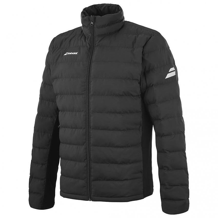 Men's Babolat EXERCISE PADDED 2024 jacket - black, comfortable for the autumn-winter season, 100% recycled polyester