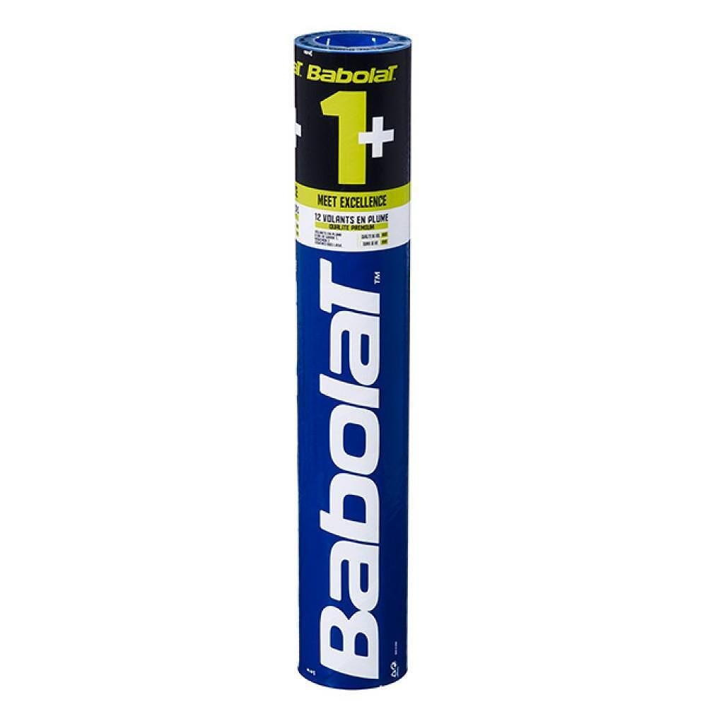 Бадминтон пера Babolat 1+ - професионални гъши пера с full cork за стабилен полет и прецизен контрол.