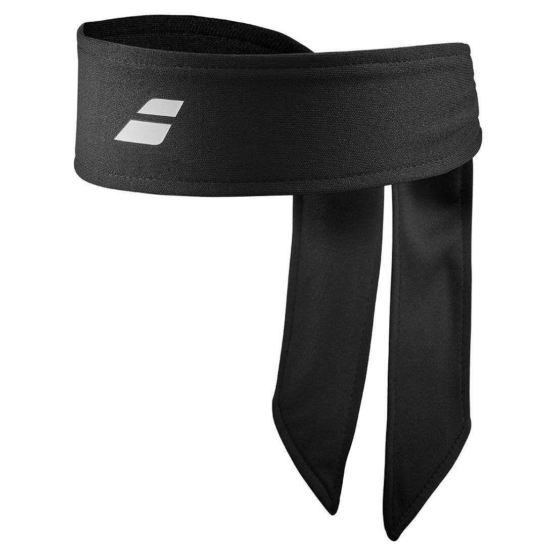 Бандана Babolat TIE HEADBAND - black, регулируема спортна лента за глава от рециклиран полиестер