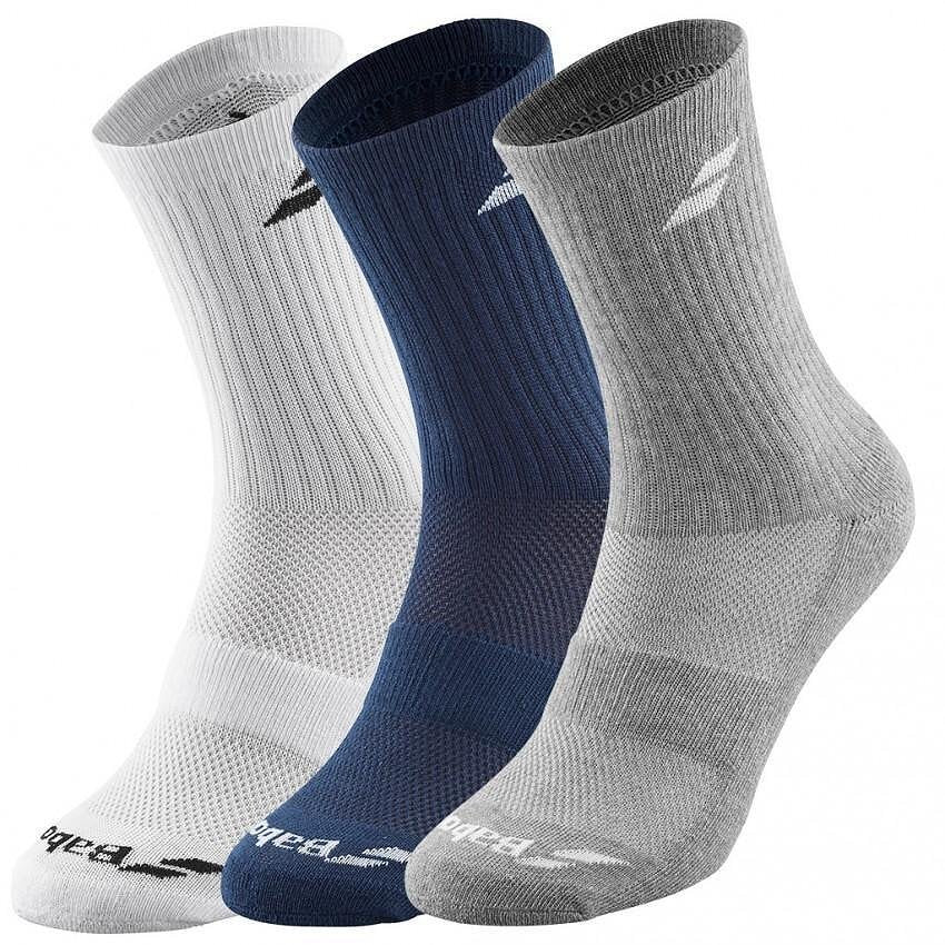 Socks Babolat 3 pairs - white, est. blue, grey