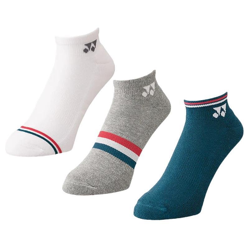 Yonex LOW CUT 19223 Socks - 3 pairs of comfortable sports socks in white, gray, and navy blue