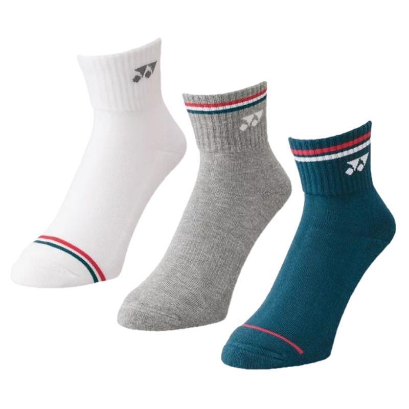 Yonex QUARTER 19222 socks - 3 pairs of comfortable sports socks in white, gray and navy blue