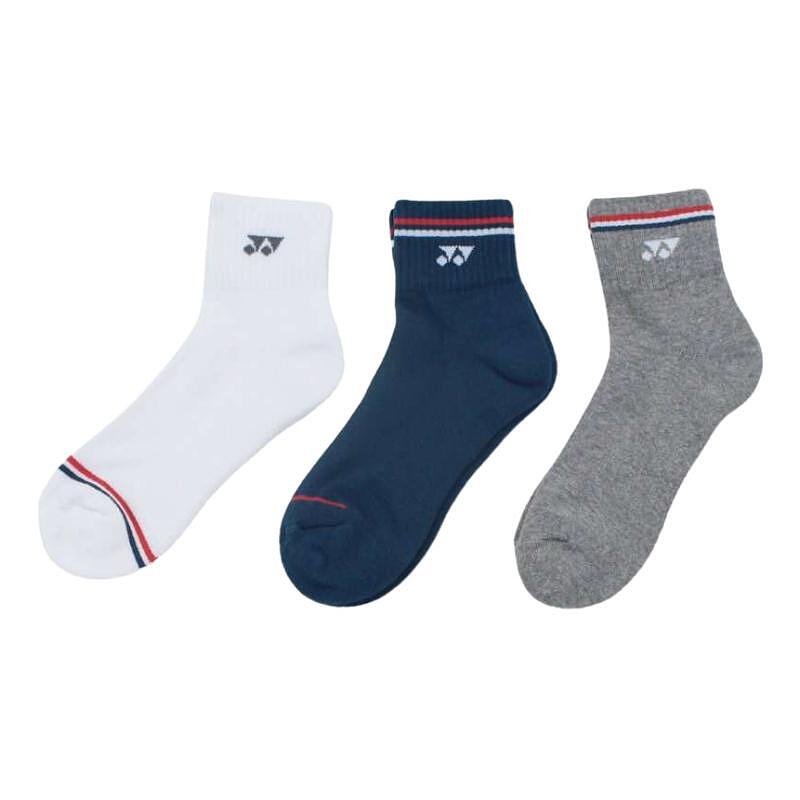 Yonex QUARTER 19222 socks - 3 pairs of Yonex sports socks in white, navy blue and gray