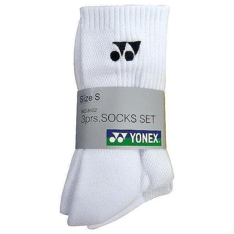 Yonex Crew Socks Men 8422 - 3 pairs - white Yonex sports socks, comfortable for tennis and padel