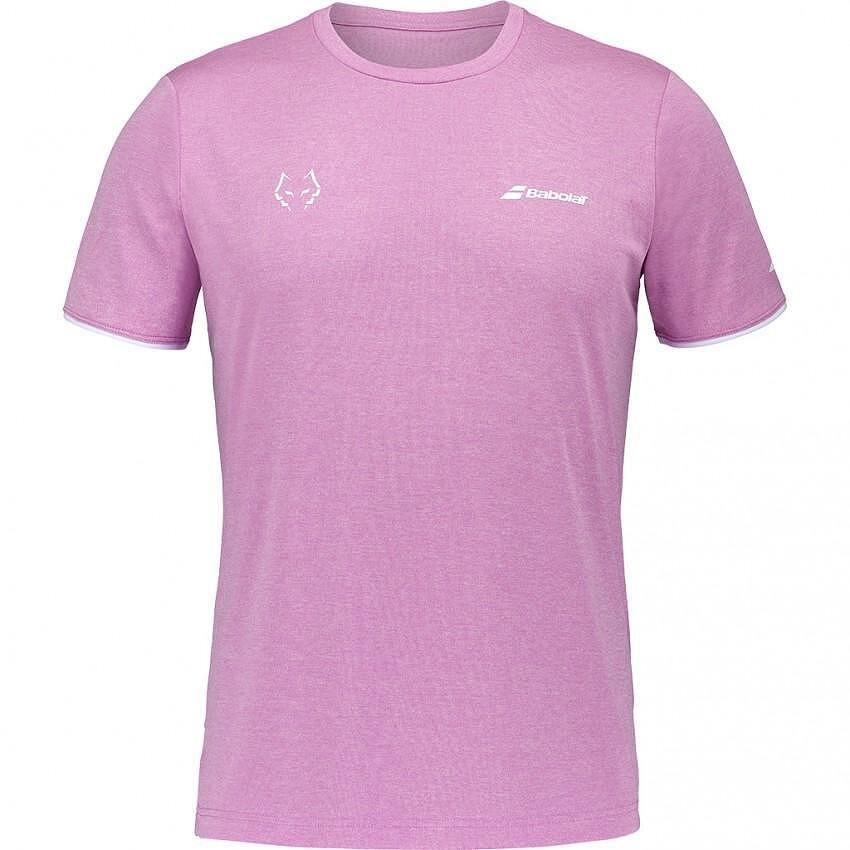Men's T-shirt Babolat CREW LEBRON PINK HTHR 2025 – stylish padel T-shirt with the El Lobo logo
