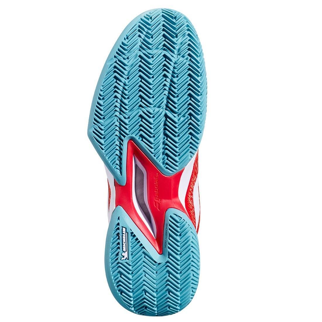 Дамски маратонки Babolat JET MACH 3 CLAY - fiesta red с подметка за clay кортове и отлична стабилност