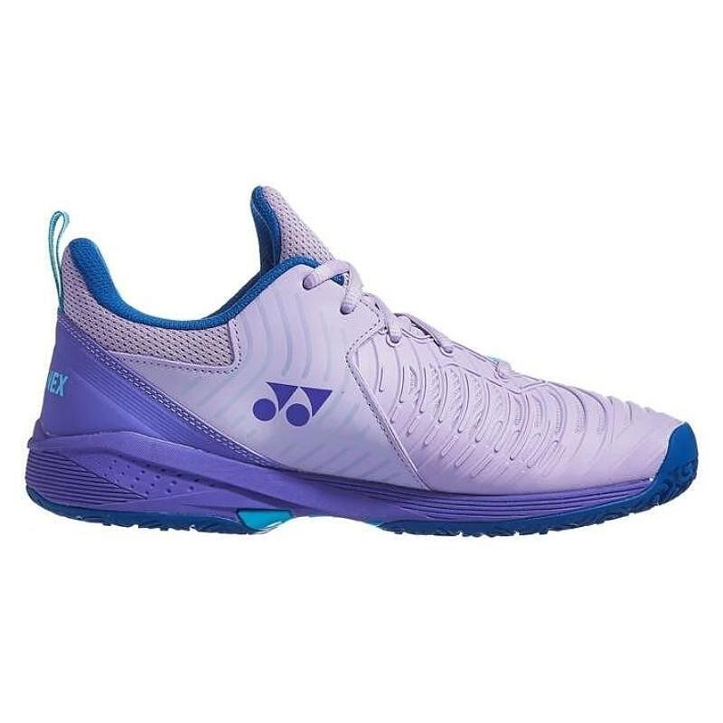 Women's Yonex PC Sonicage 3 Clay Lilac – lightweight tennis shoes for clay, comfort, and stability.