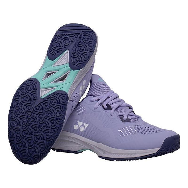 Women's Yonex PC SONICAGE CLAY Mist Purple tennis shoes with POWER CUSHION+ for comfort and stability