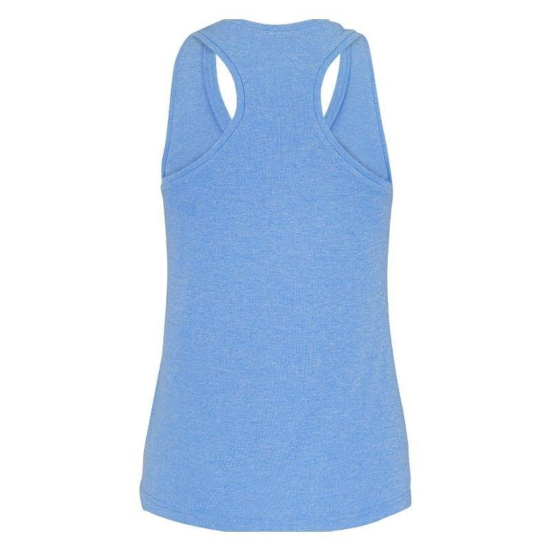 Women's Babolat PLAY TANK TOP - white, blue – sports women's tank top with a racerback and V-shaped back