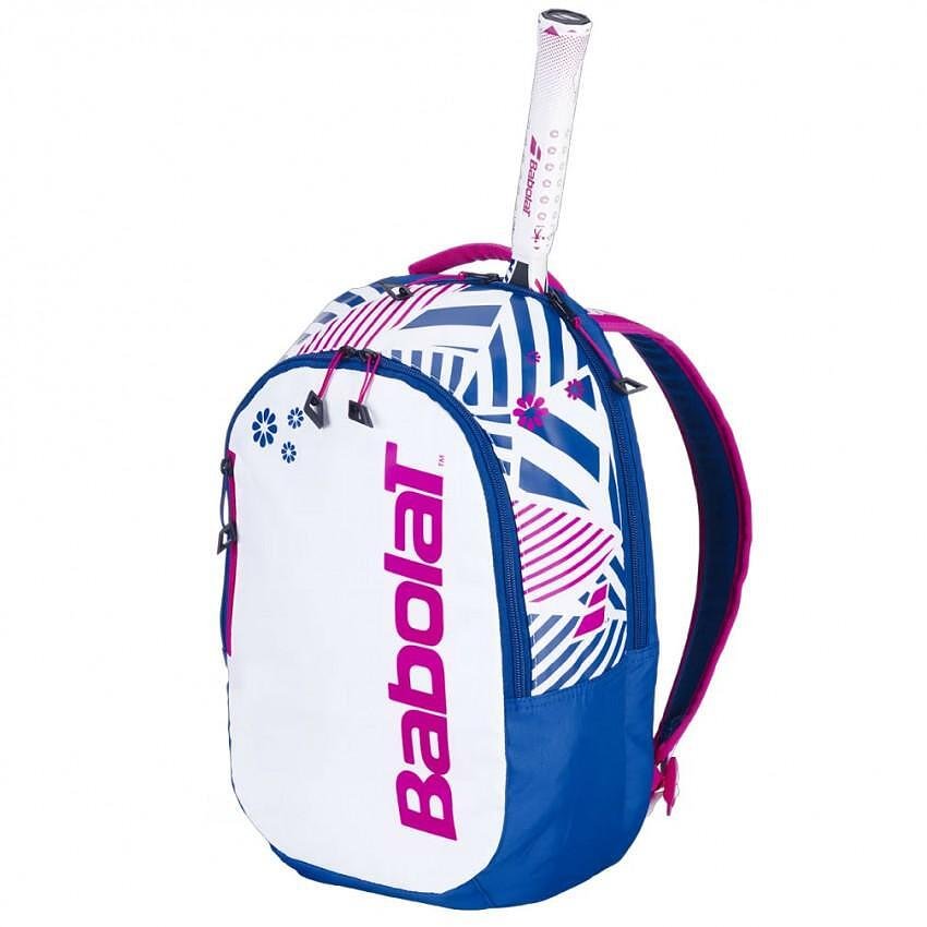 Rucsac Babolat Kids 3Gen White/Blue pentru copii 3-8 ani, cu compartiment pentru rachetă, apă și echipament
