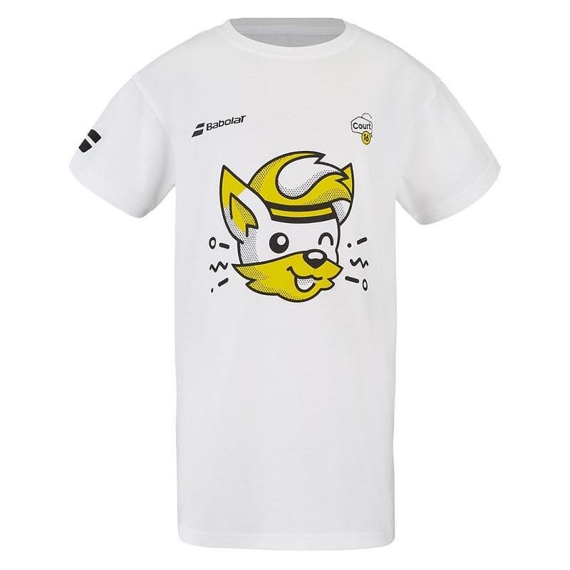 Tricou pentru copii Babolat EXERCISE COTTON C16 - alb, tricou alb pentru copii cu design sport confortabil