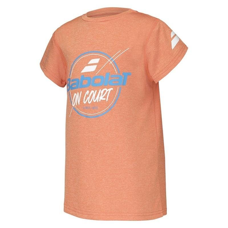 Tricou pentru copii Babolat EXERCISE GRAPHIC - portocaliu vibrant pentru antrenamente și meciuri, 100% poliester reciclat
