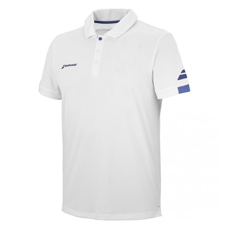 Tricou de copii Babolat PLAY POLO BOY 2024 - alb, ușor pentru antrenamente și meciuri