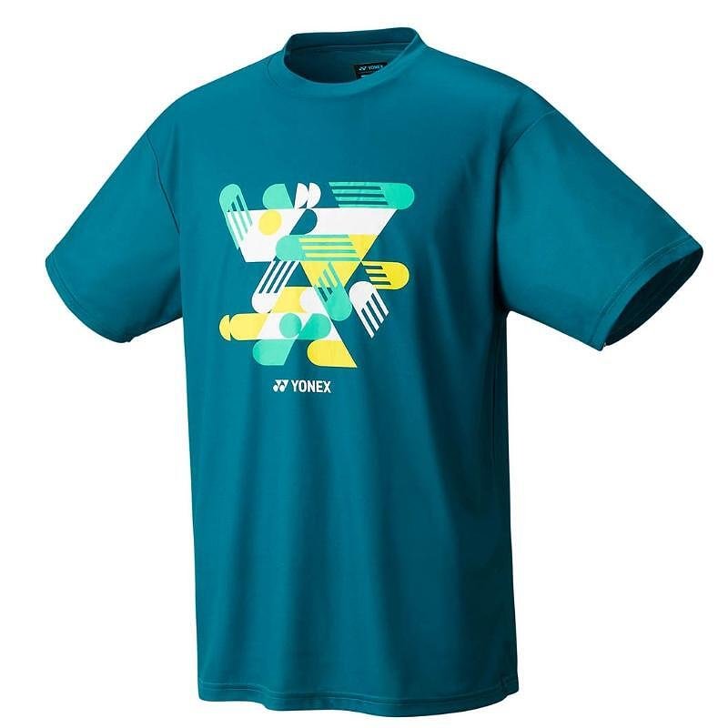Tricou de tenis pentru copii Yonex YJ0043 albastru-verde, tricou sportiv ușor, cu protecție UV și material cu uscare rapidă.