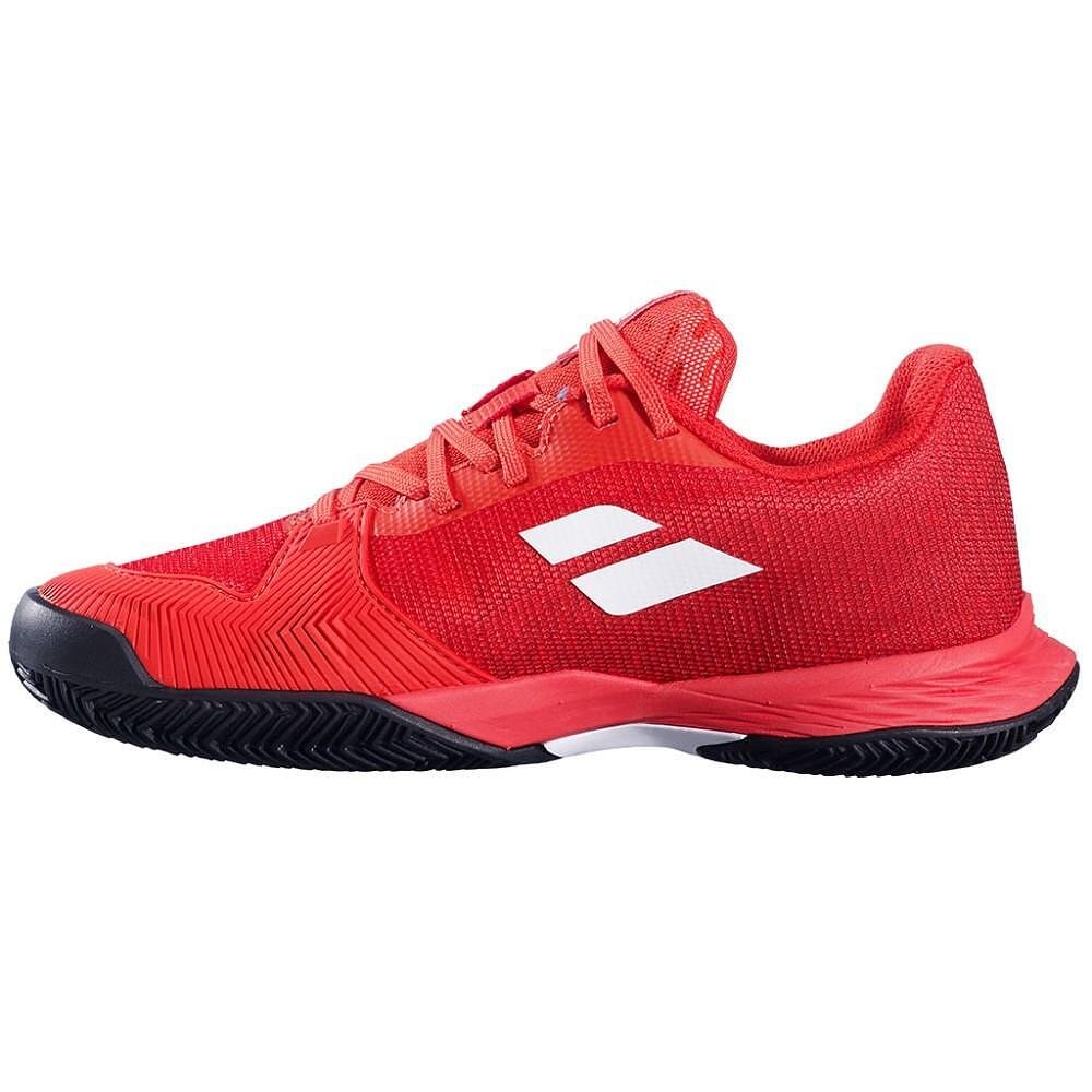 Детски маратонки Babolat JET MACH 3 JNR CLAY CHERRY TOMATO / WHITE – леки тенис обувки за бързина и стабилност.