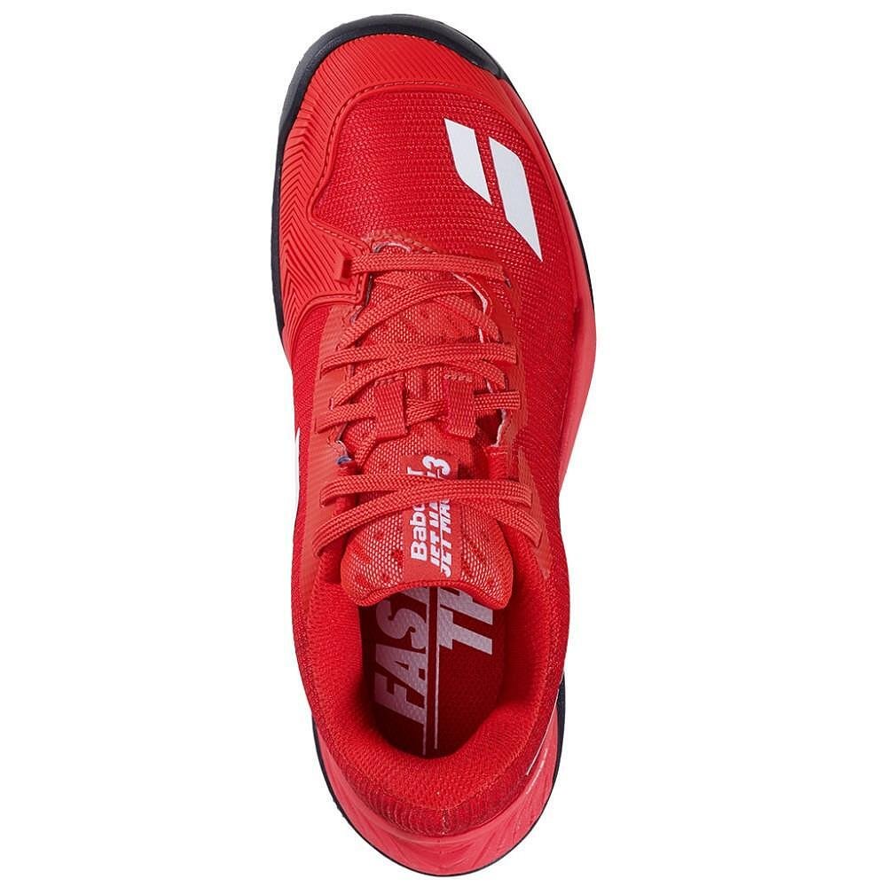 Детски маратонки Babolat JET MACH 3 JNR CLAY CHERRY TOMATO / WHITE за тенис, леки и стабилни за млади играчи