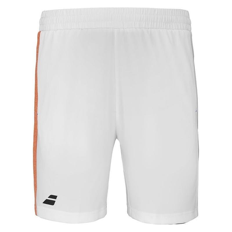 Kids' Babolat PLAY SHORT - white tennis and training shorts, lightweight, breathable, and comfortable for freedom of movement