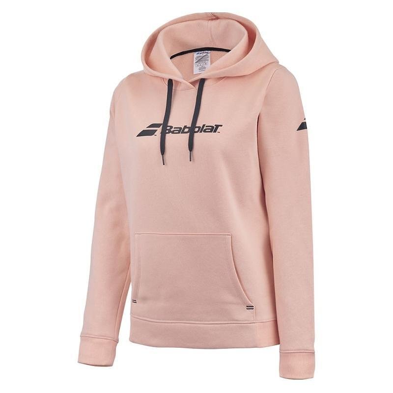 Kids' hoodie Babolat EXERCISE HOOD SWEAT - tropical peach in a soft color for comfort on the court