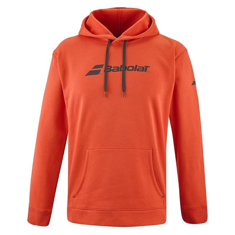 Kids' Babolat EXERCISE HOOD SWEAT - fiesta red sweatshirt for comfort and warmth for active kids on the court