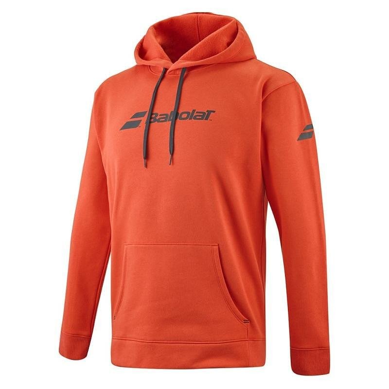 Kids' Babolat EXERCISE HOOD SWEAT - fiesta red sweatshirt for comfort and warmth during training on the court.
