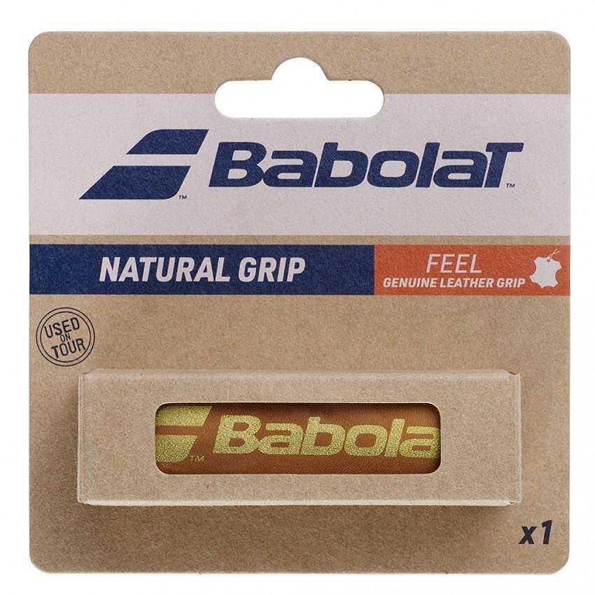 Babolat NATURAL overgrip for tennis racket, thin brown grip with excellent feel and stylish Babolat design