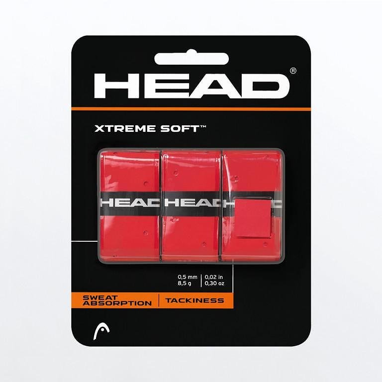 HEAD XTREME SOFT x3 grips - red for tennis rackets with excellent grip, absorption, and control