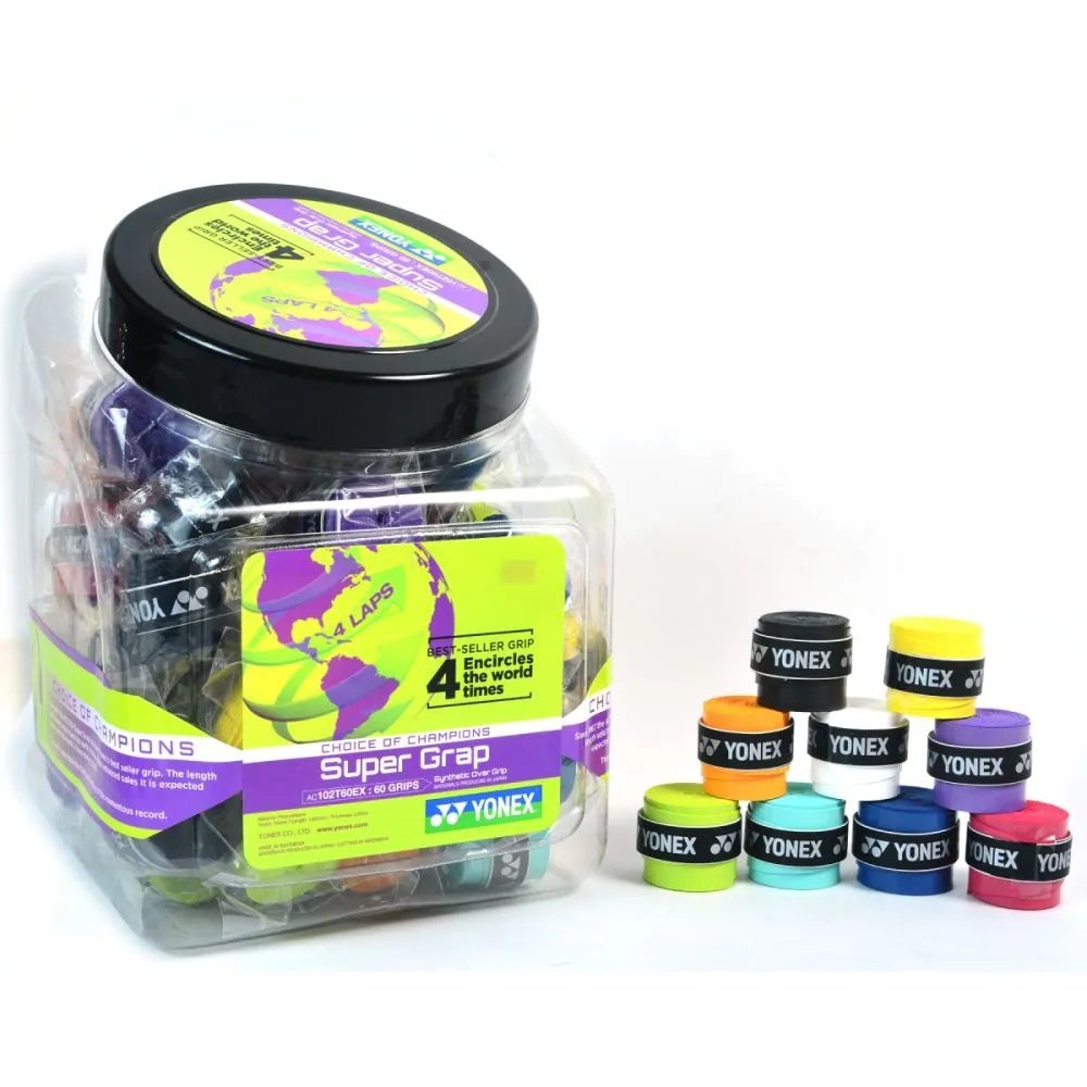 Grip din cutie Yonex WET SUPER GRAP Assorted, 60 bucăți - grip pentru rachetă de tenis și rachetă de padel, Yonex, gripuri de tenis