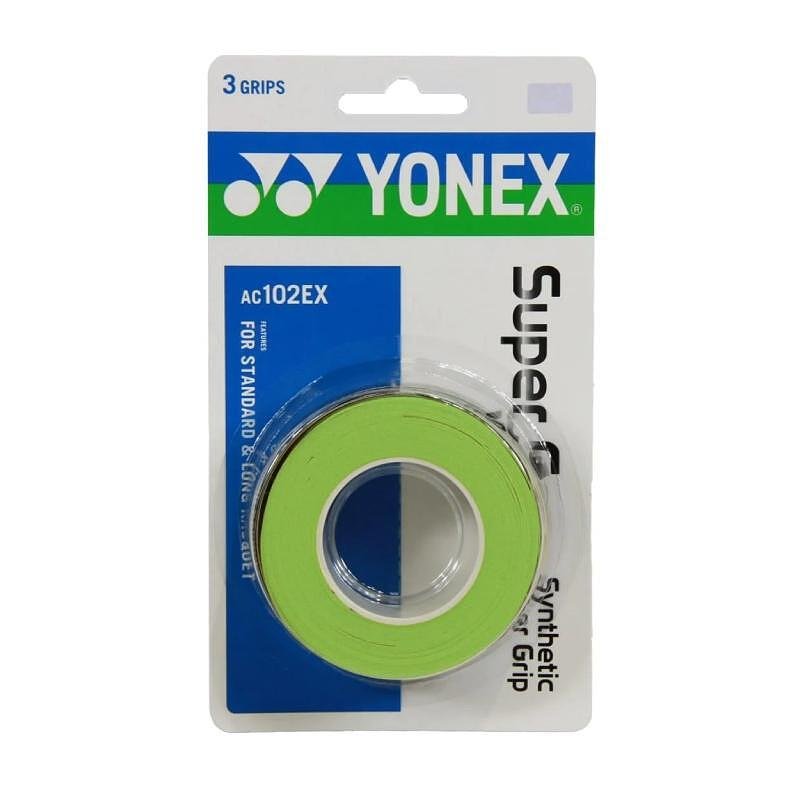 Yonex WET SUPER GRAP grips - green, 3 pieces for tennis and padel rackets, excellent control and absorption.